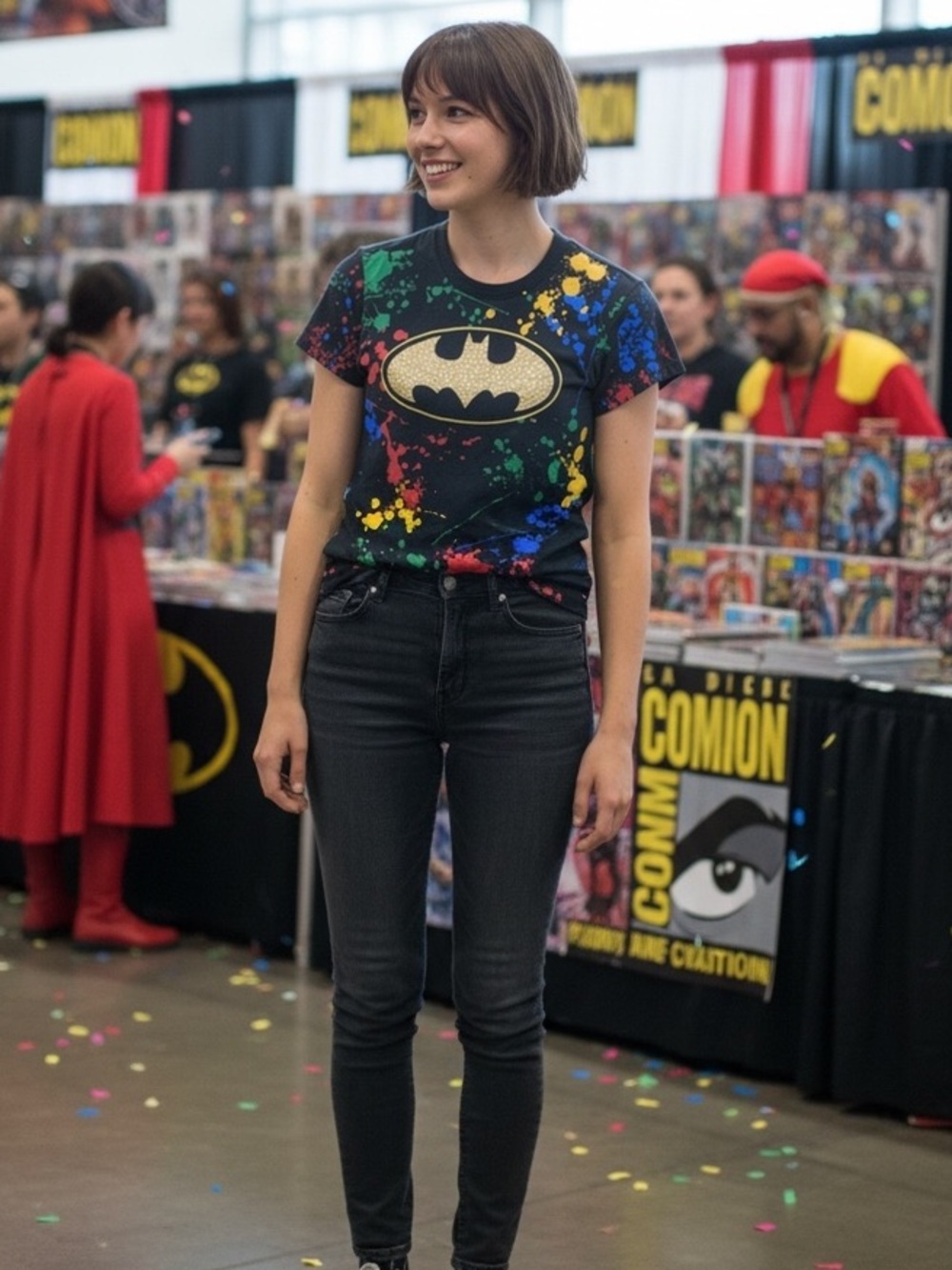 Fun Batman Batgirl rhinestone t-shirt